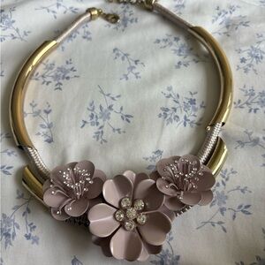 Statement Floral Necklace with Gold Accents